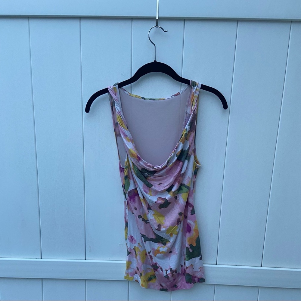 Jennifer Lopez Sleeveless Sheer Back Blouse, Women's Size S, Pink Multicolor